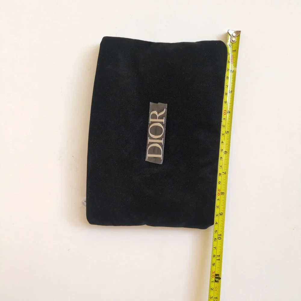 Dior Beauty Makeup Pouch Black Silver Logo Zipper Clutch One Size